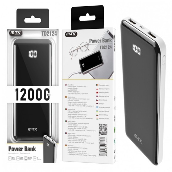 POWER BANK MTK TD2124 12000MAH WHITE